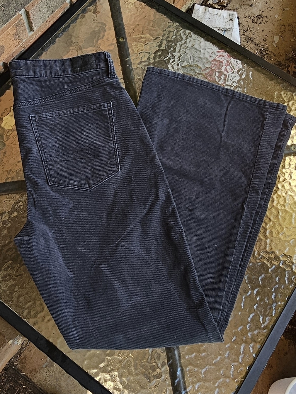 American Eagle Gray Corduroy Flare Pants